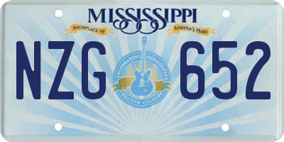 MS license plate NZG652