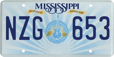 MS license plate NZG653