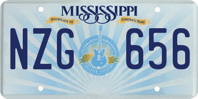 MS license plate NZG656