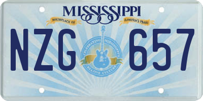 MS license plate NZG657