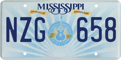 MS license plate NZG658