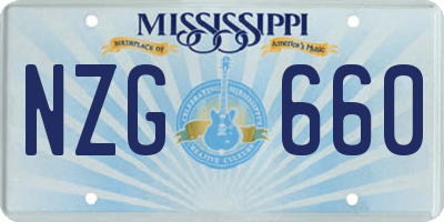 MS license plate NZG660