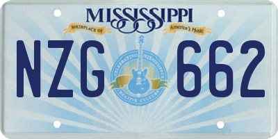 MS license plate NZG662