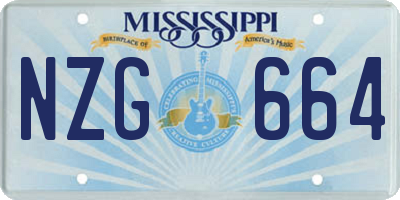 MS license plate NZG664