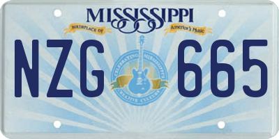 MS license plate NZG665