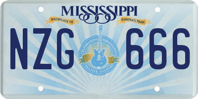MS license plate NZG666