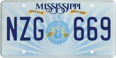 MS license plate NZG669