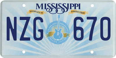 MS license plate NZG670