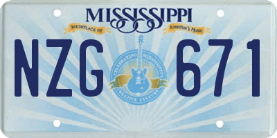 MS license plate NZG671
