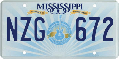 MS license plate NZG672