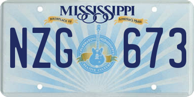 MS license plate NZG673