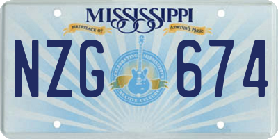 MS license plate NZG674