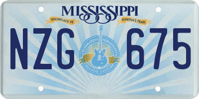 MS license plate NZG675