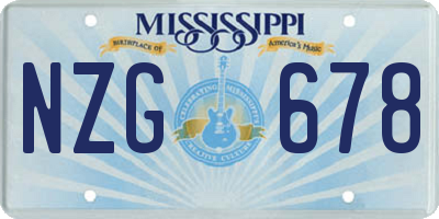 MS license plate NZG678