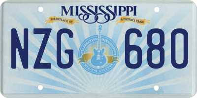 MS license plate NZG680