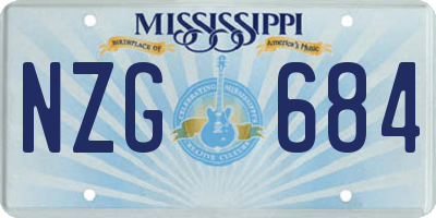 MS license plate NZG684
