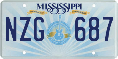 MS license plate NZG687