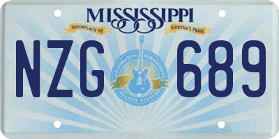 MS license plate NZG689