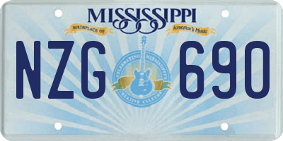 MS license plate NZG690