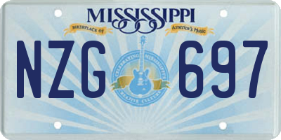 MS license plate NZG697