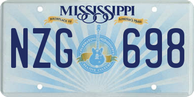 MS license plate NZG698