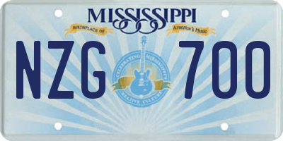 MS license plate NZG700