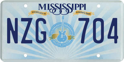 MS license plate NZG704