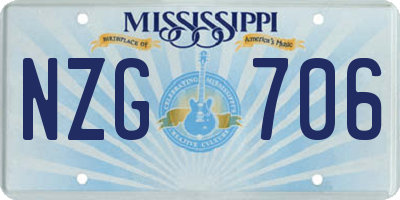 MS license plate NZG706