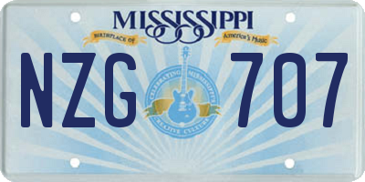 MS license plate NZG707