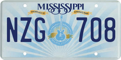 MS license plate NZG708