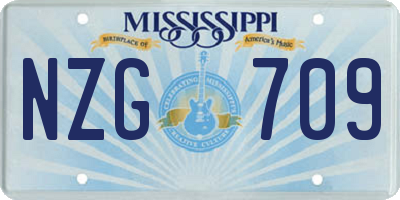 MS license plate NZG709