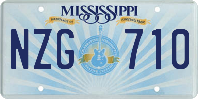 MS license plate NZG710