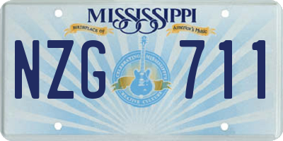 MS license plate NZG711