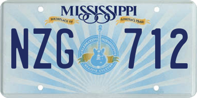MS license plate NZG712