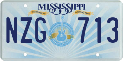 MS license plate NZG713
