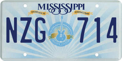 MS license plate NZG714