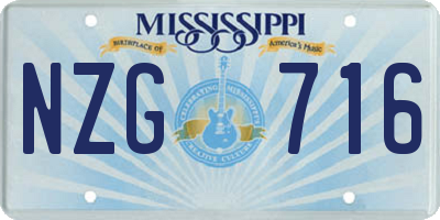 MS license plate NZG716