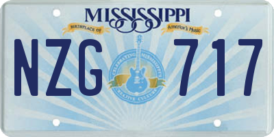 MS license plate NZG717