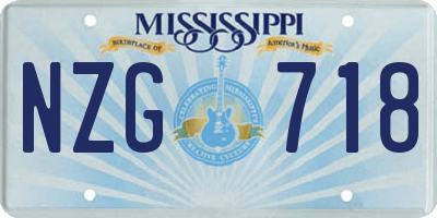 MS license plate NZG718