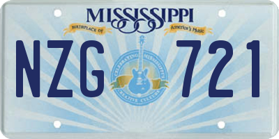 MS license plate NZG721