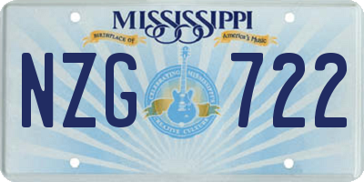 MS license plate NZG722