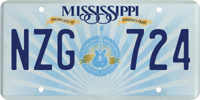 MS license plate NZG724