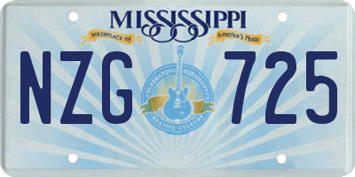 MS license plate NZG725