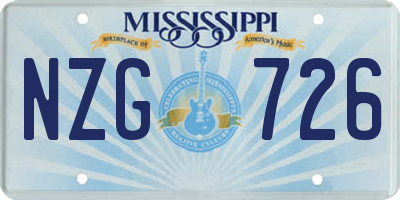 MS license plate NZG726