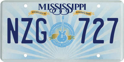 MS license plate NZG727