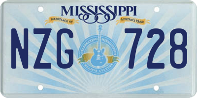 MS license plate NZG728