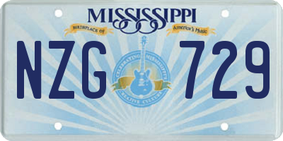 MS license plate NZG729