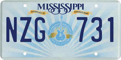 MS license plate NZG731