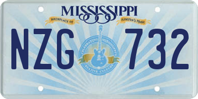 MS license plate NZG732