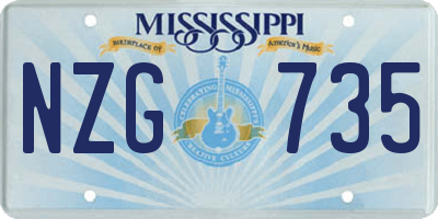 MS license plate NZG735